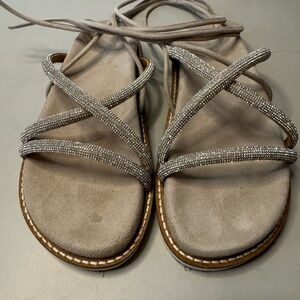 G Fusion Rhinestone Wrap Sandals - Size 7 | Italian-Made